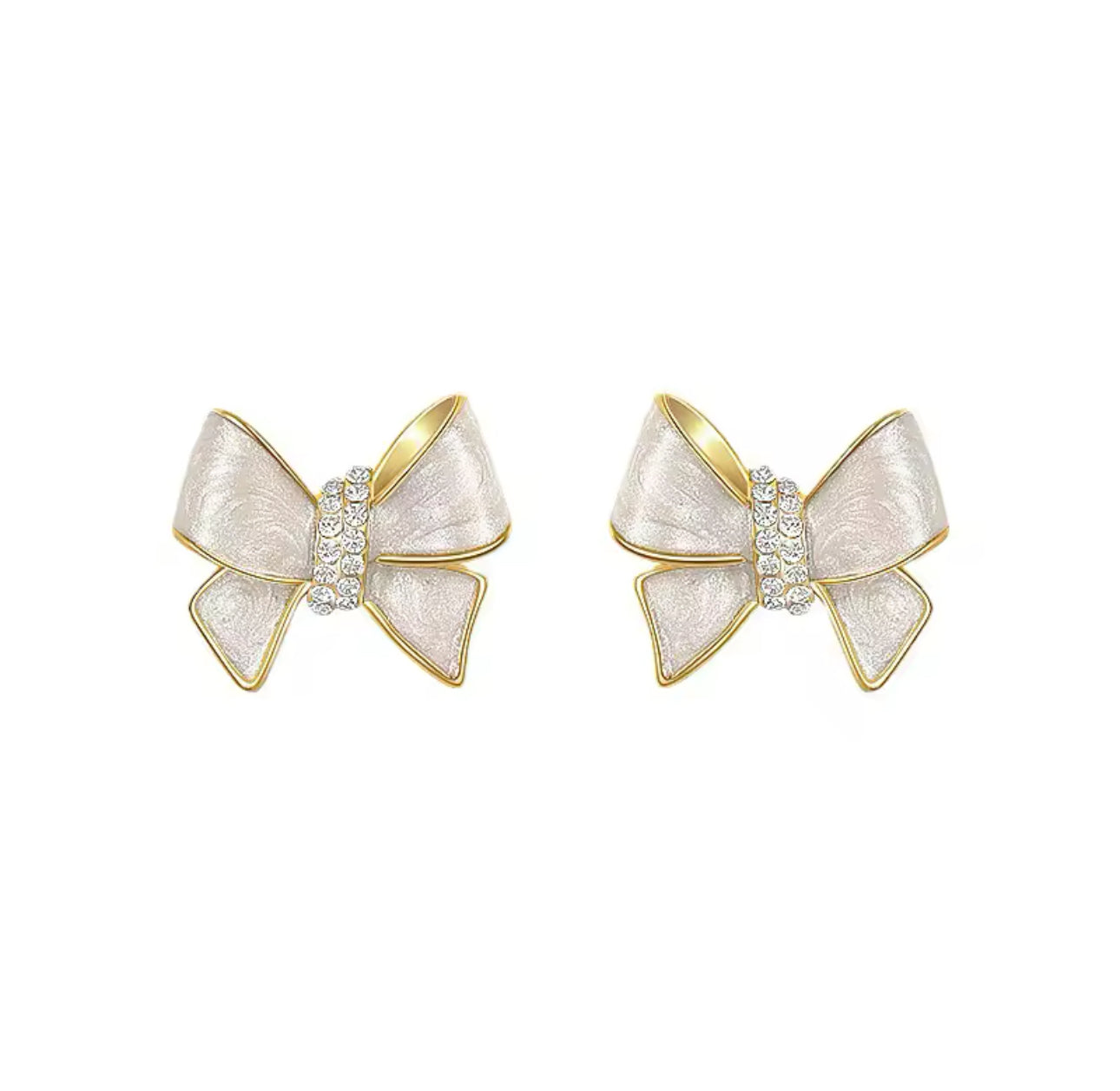 White bow earrings